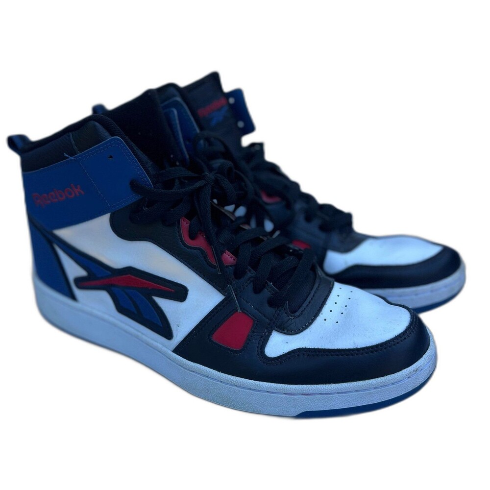 Reebok High-Top Sneakers Men’s Size 15 Black White Blue Red Retro Style